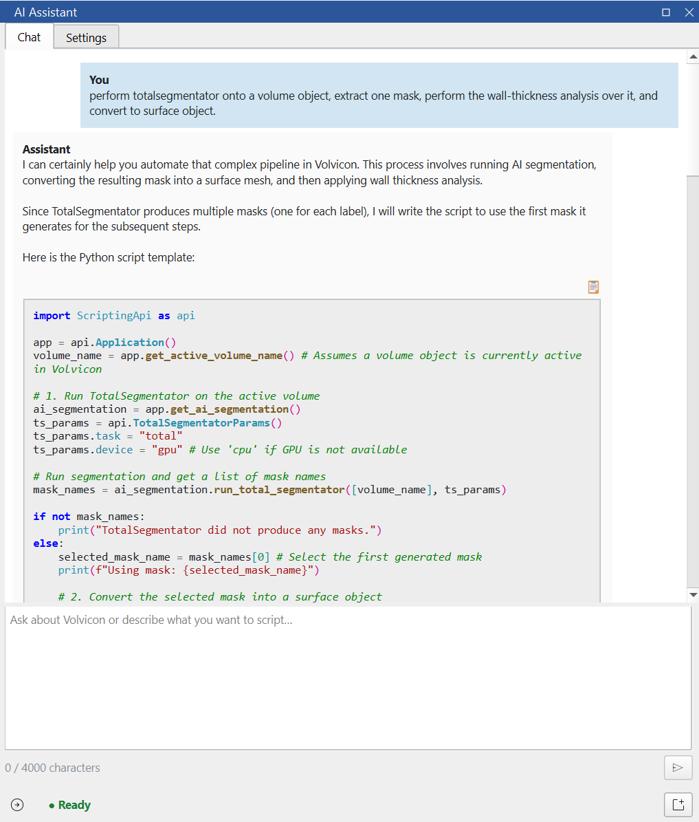 Volvicon AI Assistant in Blue Theme