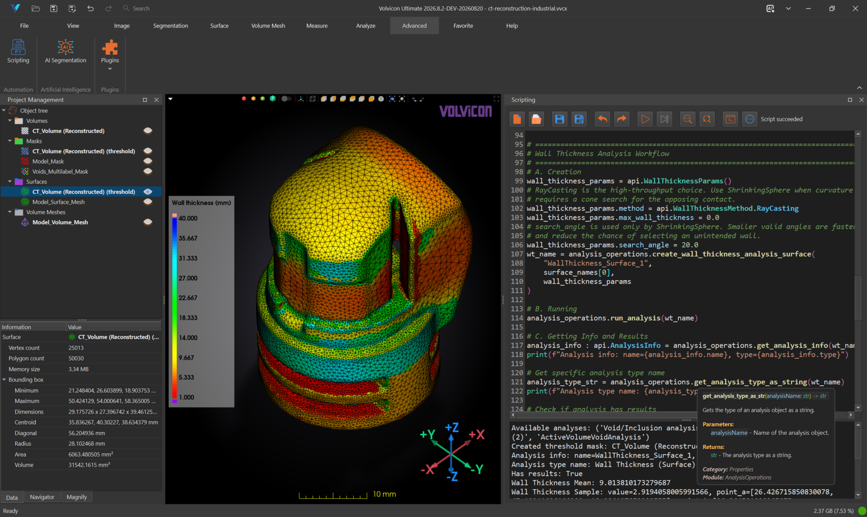Automated wall thickness workflow