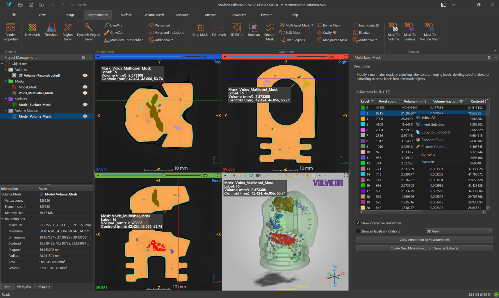 Multi-label mask editor annotations