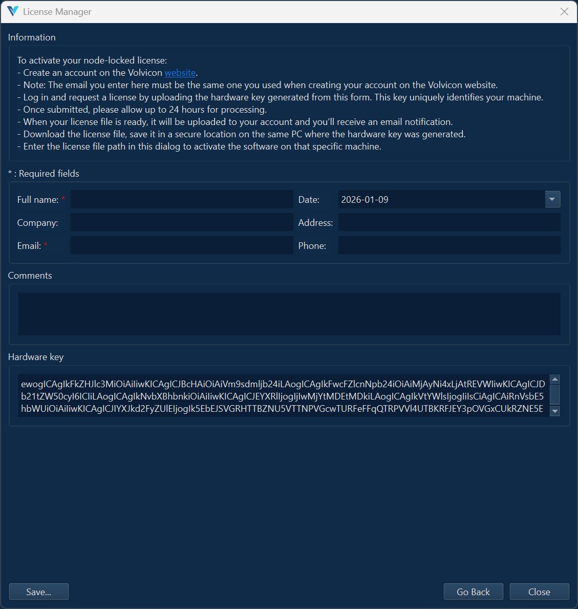License Registration Form