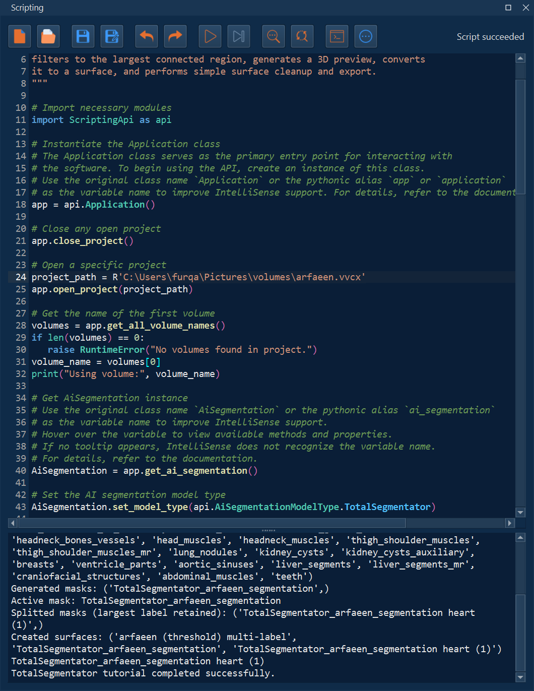 Python Scripting Editor in Starlit Moonlight Theme