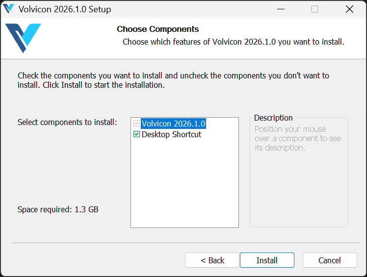 Volvicon installer — Components selection