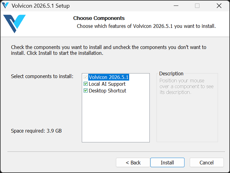 Volvicon installer — Components selection