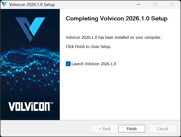 Volvicon installer — Finish / Launch option