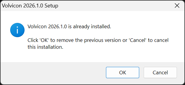 Volvicon installer — Uninstall previous version detected