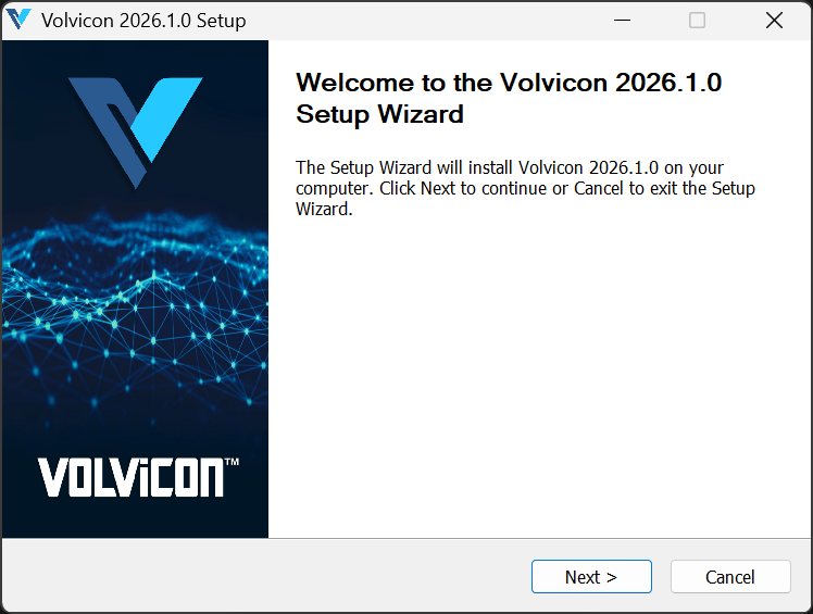 Volvicon installer — Welcome screen